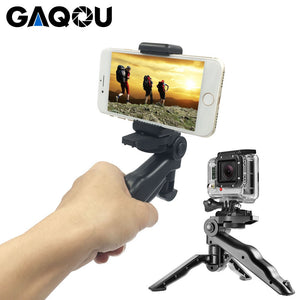 GAQOU Universal Mini Tripod 90" Rotation Desktop & Handle Stabilizer For Mobile Phone Camera Go Pro With Cell Phone Holder Clip