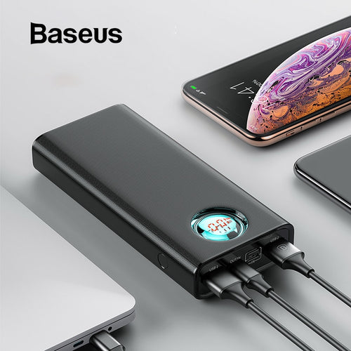 Baseus 20000mAh Power Bank For iPhone Samsung Huawei Type C PD Fast Charging + Quick Charge 3.0 USB Powerbank External Battery