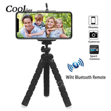 Load image into Gallery viewer, COOLJIER Flexible Sponge Octopus Mini Tripod With Bluetooth Remote Shutter For iPhone mini Camera Tripod Phone Holder clip stand