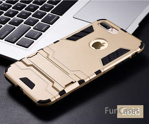 Luxury Stand Armor Phone Holder Case For iPhone 7 8 6 6S Plus X S XS Hybrid TPU+Hard PC ShockProof Back Cover for iphone 5 5S SE