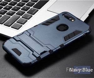 Luxury Stand Armor Phone Holder Case For iPhone 7 8 6 6S Plus X S XS Hybrid TPU+Hard PC ShockProof Back Cover for iphone 5 5S SE